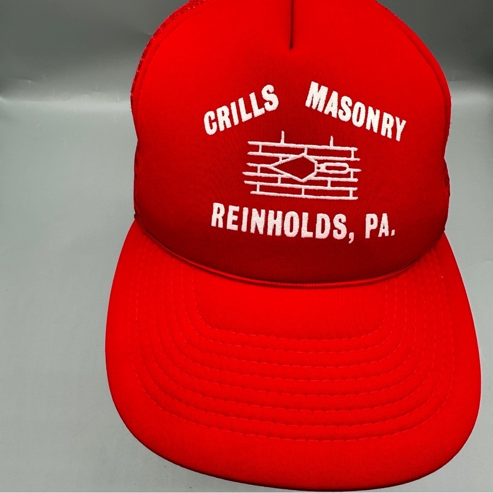 Vintage Crills Masonry Trucker Hat – Reinholds, PA Red Mesh Snapback Segal Brand